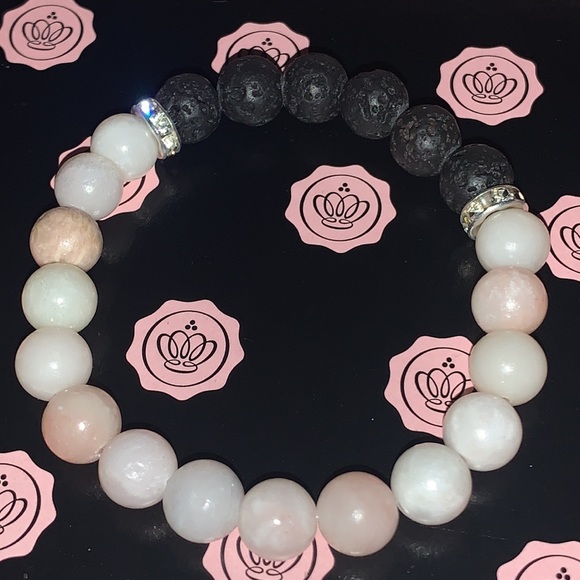 🪬2/$20🪬 AAA Grade Nat 8mm Pink Opal & Lava Stone Stretch Aromatherapy Bracelet - Picture 9 of 12